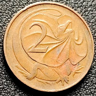 泉币菌-第172场- 精品福利场 - 美品 1966年 英属澳大利亚2分铜币 伞蜥蜴斗篷蜥 21.5mm