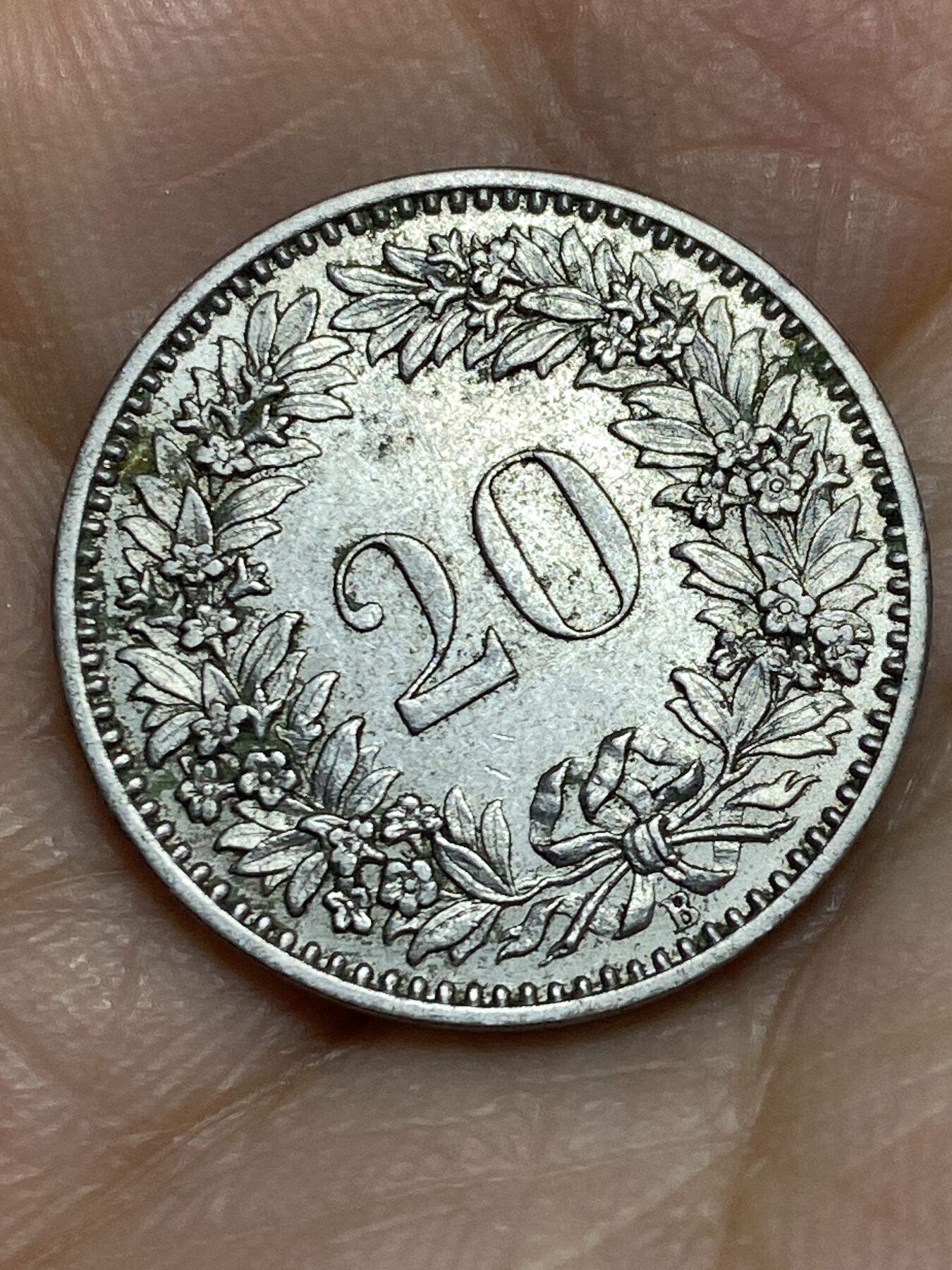 2026年第十一场(总第一百八十场）外国好品散币场(免佣金) 稀少早期年份原光好品–瑞士🇨🇭1883年20拉彭(第二版，B标伯尔尼造)