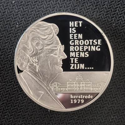 道一币馆币章第一百六十四场 - 荷兰1989年威廉明娜女王80寿辰精制纪念银章 24.8g  925s