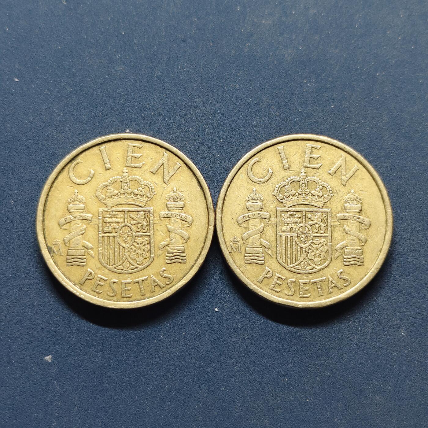 【全场包邮】纯粹捡漏拍496场-持续更新中 西班牙1984年厚重大面值100比塞塔2枚一组