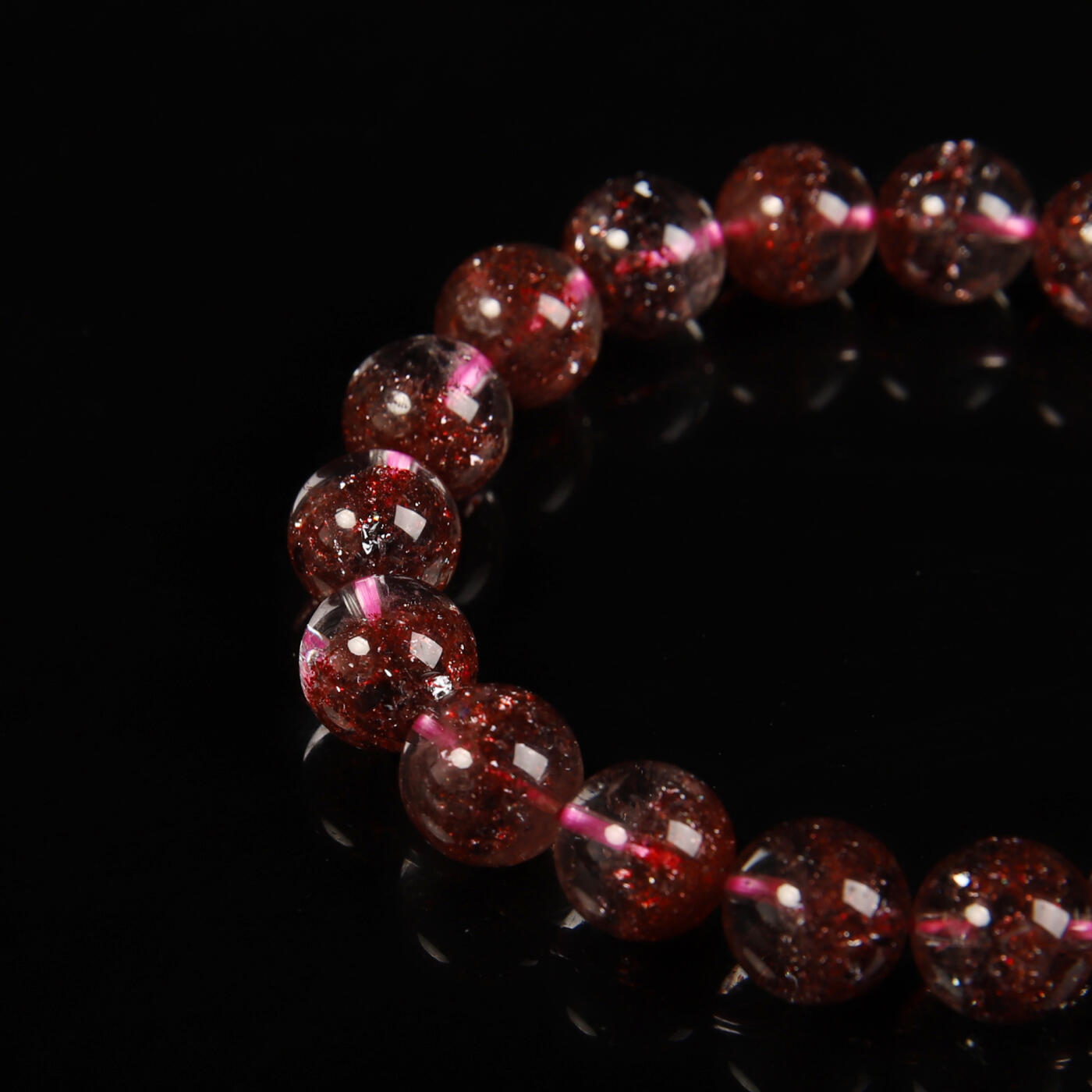 瑰丽珠宝（一） 稀有货水晶 满矿聚宝盆金草莓超七手串（大）