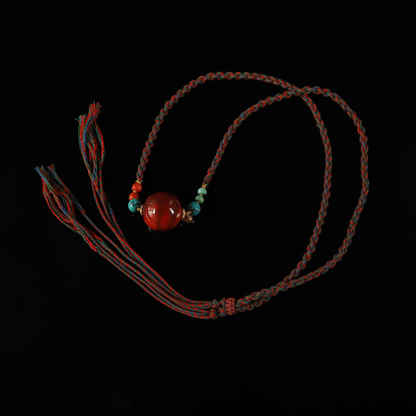 瑰丽珠宝（一） 18k金绿松南红大龙珠设计款项链