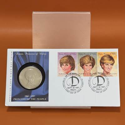 ＜星葵钱币社＞散币克朗场第68期·1月23日发货 - 〈邮币封〉马绍尔群岛1997年戴安娜王妃5元克朗型纪念币