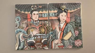 寸草不生拍卖第十八期  周三截拍  - 【手绘】 冯涛 吕布貂蝉 原稿手绘一对 背后加题字 完美