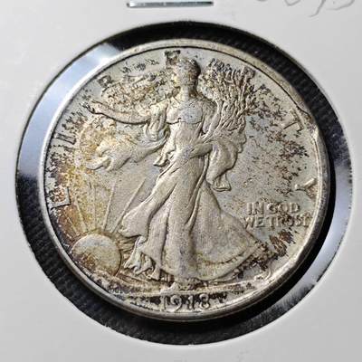 KK钱币收藏小铺  第400期  百期特拍（四拍之四）2月预留时间 周末发货 -  1918美国行走女神50分银币 早年份稀少 深打立体磨损少