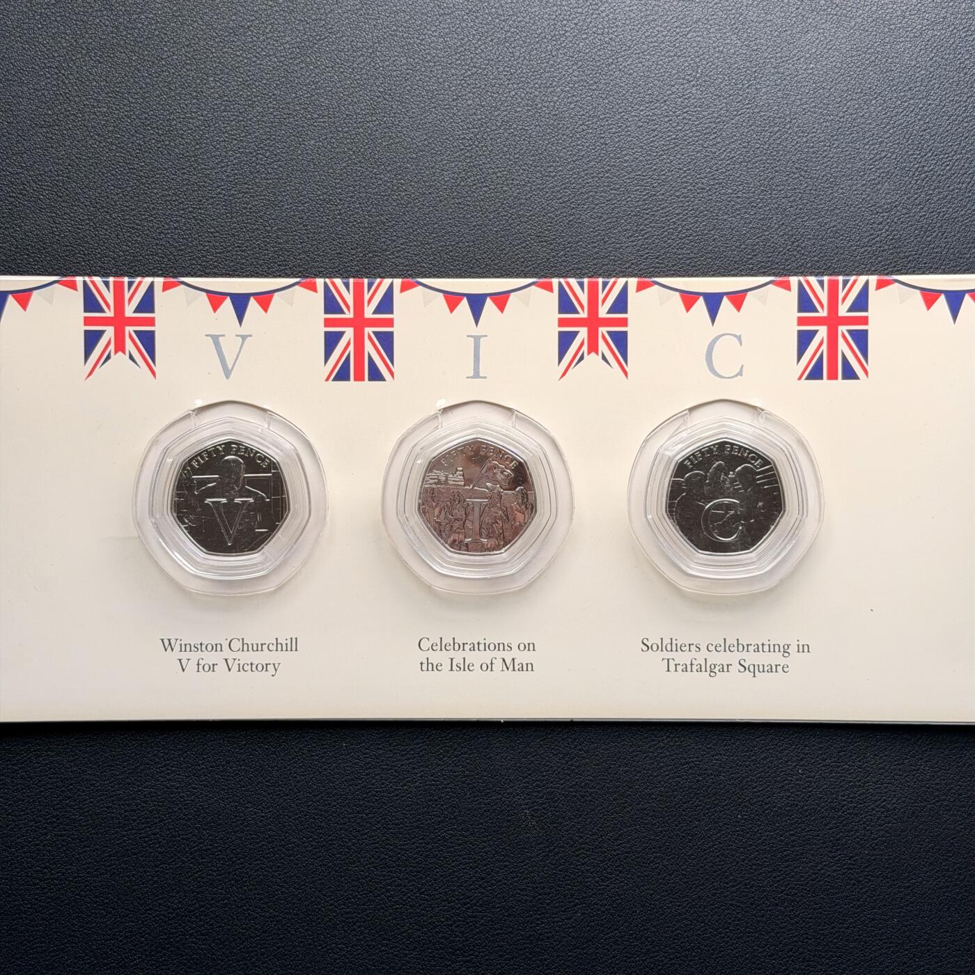 ＜星葵钱币社＞散币克朗场第68期·1月23日发货 马恩岛2020年胜利日75周年50便士卡装纪念套币