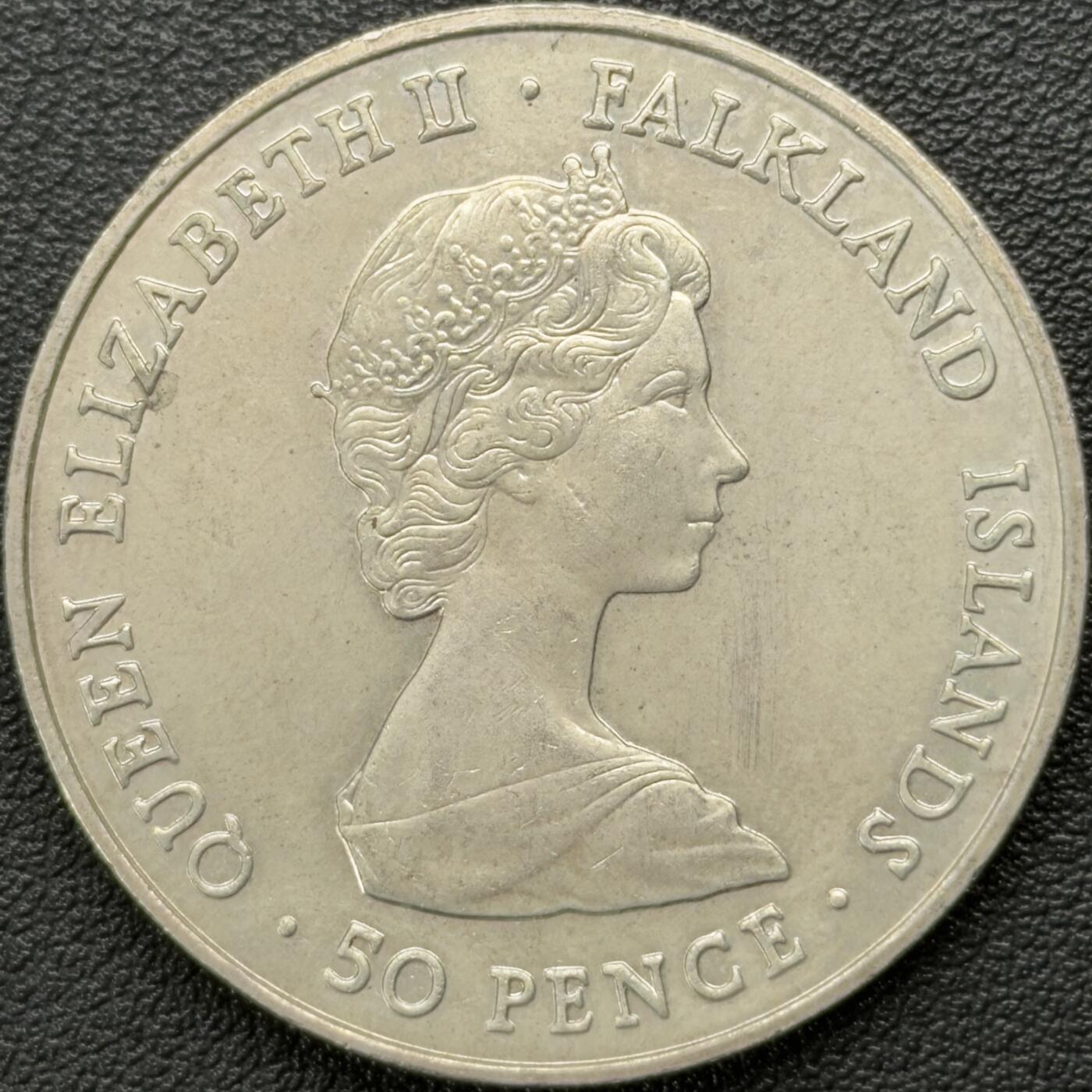 ＜星葵钱币社＞散币克朗场第68期·1月23日发货 福克兰群岛1982年战争解放50便士克朗型纪念币