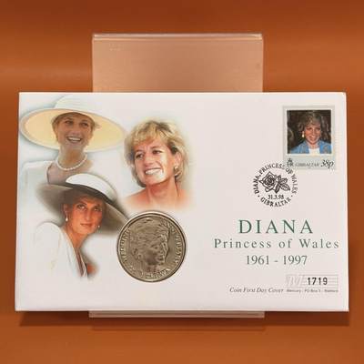 ＜星葵钱币社＞散币克朗场第68期·1月23日发货 - 〈邮币封〉直布罗陀1991年结婚十周年·戴安娜王妃1克朗纪念币