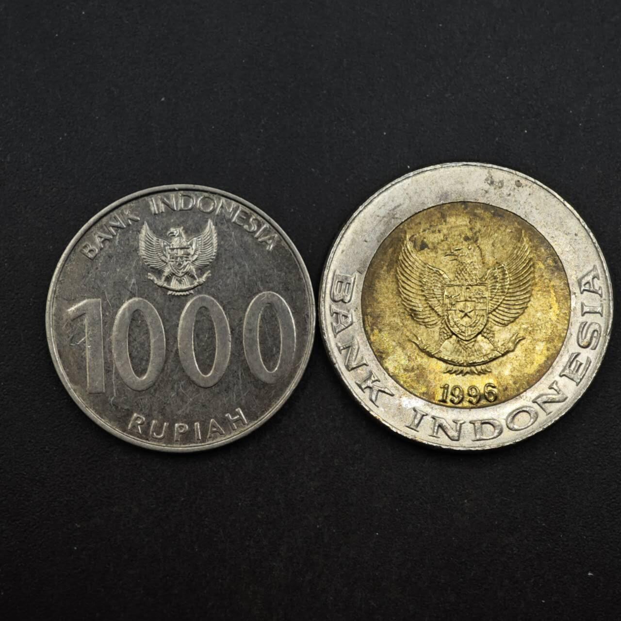 【淘币小摊】实时拍第八百五十拍   散币银币场   满百包邮可预留二周 每周一统一发货   印度尼西亚1000卢比2枚