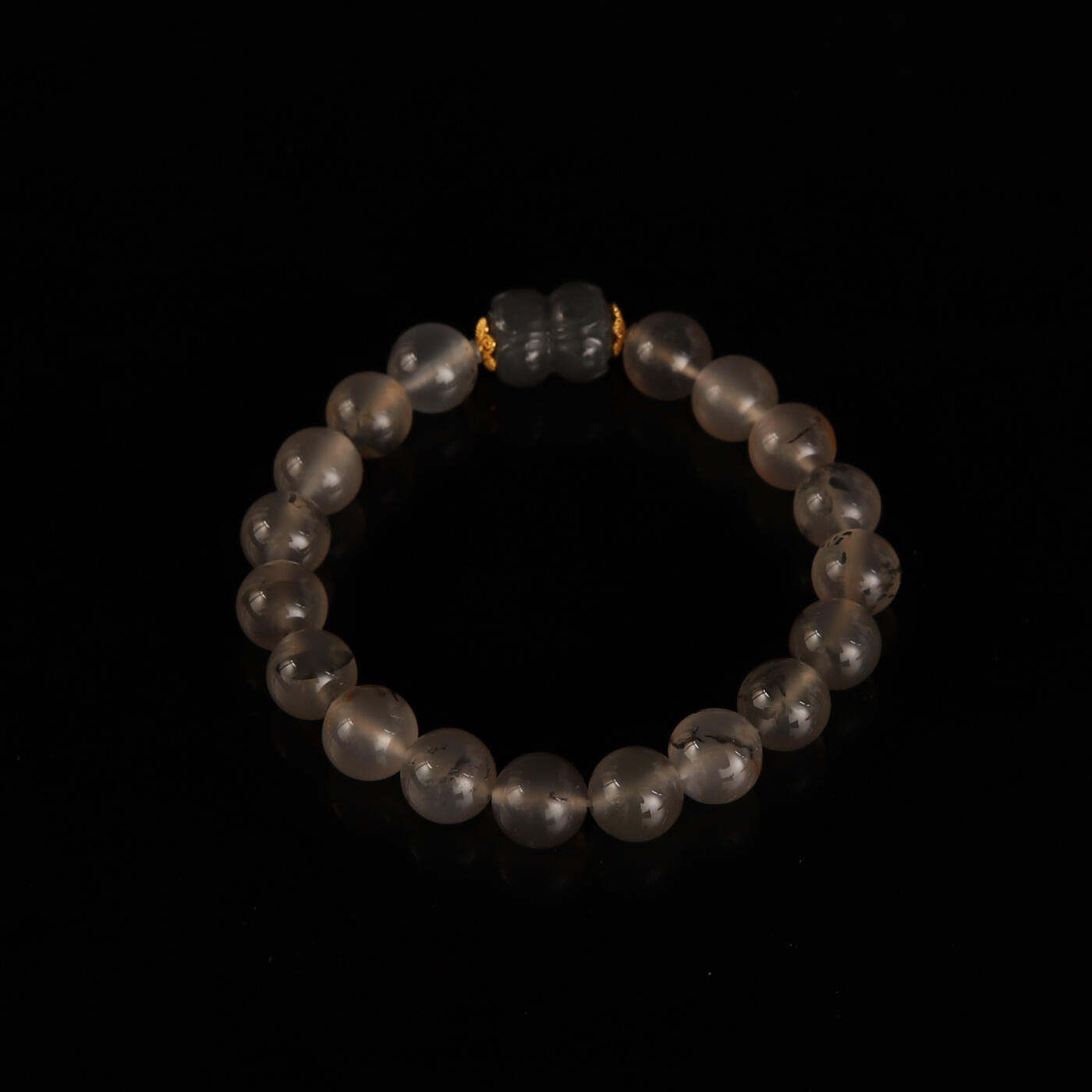 瑰丽珠宝（一） 18k金水墨飘花南红和田玉设计款手串