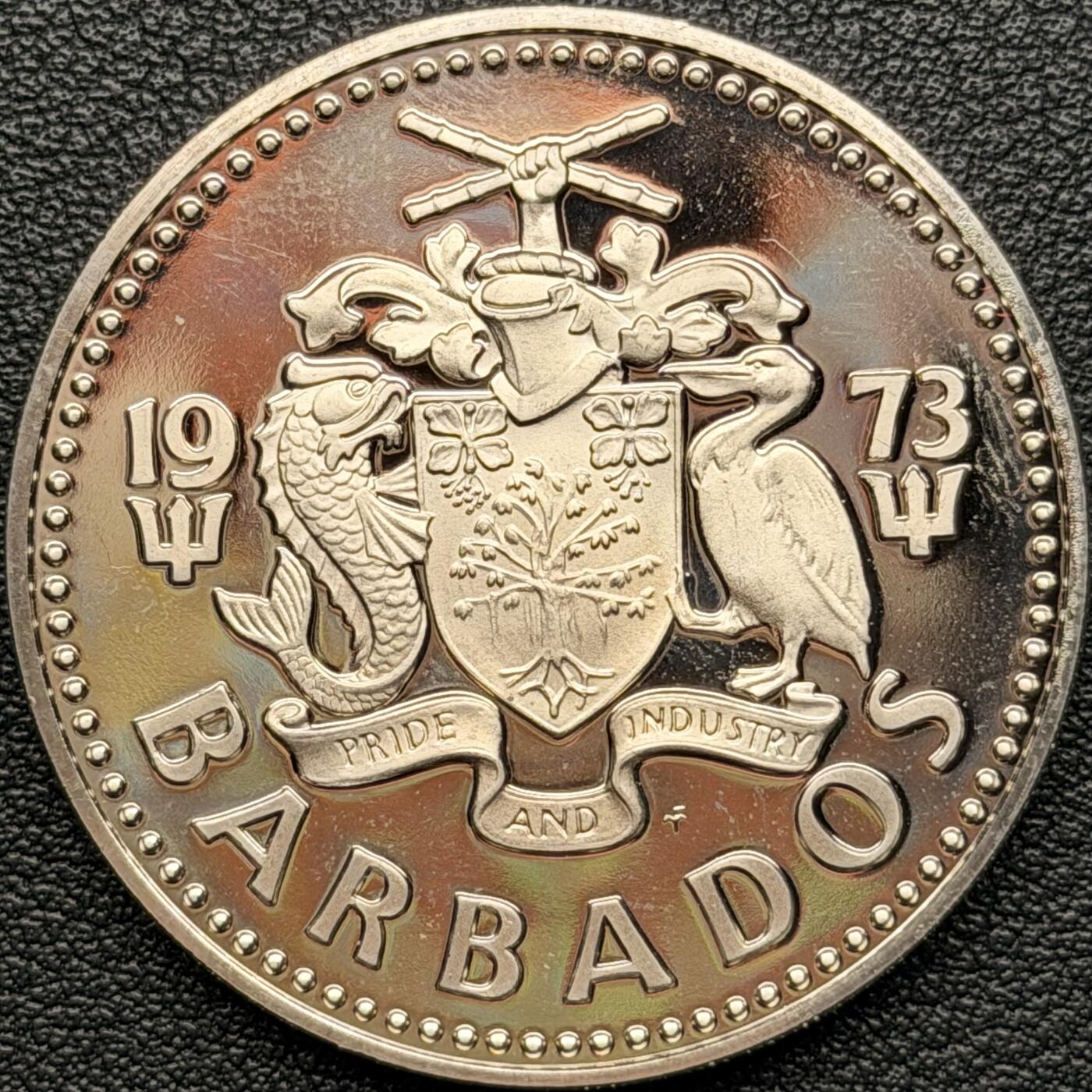 ＜星葵钱币社＞散币克朗场第68期·1月23日发货 巴巴多斯1973年鹿角珊瑚和鱼2元精制铜镍币