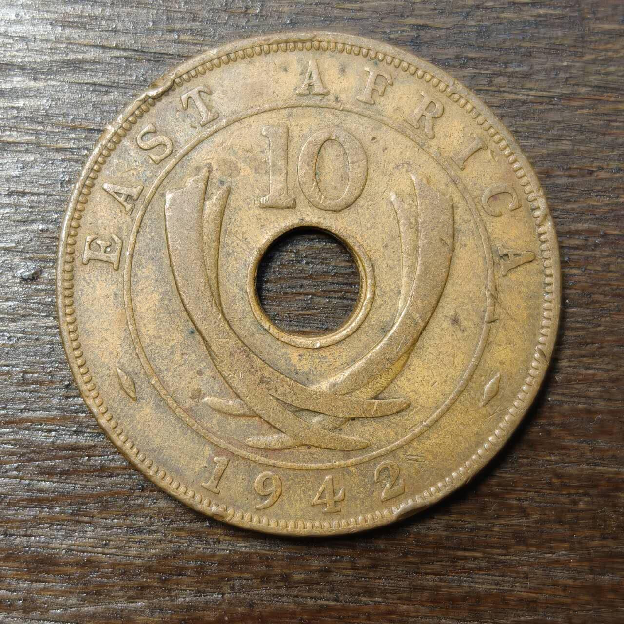 【铜匠收藏】★第138场★散币场。不寄存，30包邮。不满30元，支付5元运费。《接受代拍 代送NGC评级》 59【无寄存】英属东非 1942年 10分铜币 乔治六世