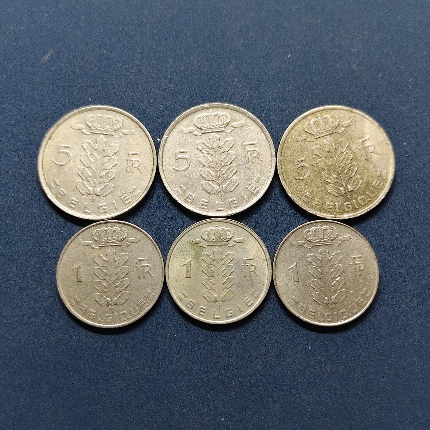 【全场包邮】纯粹捡漏拍496场-持续更新中 比利时1972-1979年1/5法郎6枚一组