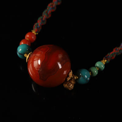 瑰丽珠宝（一） - 18k金绿松南红大龙珠设计款项链