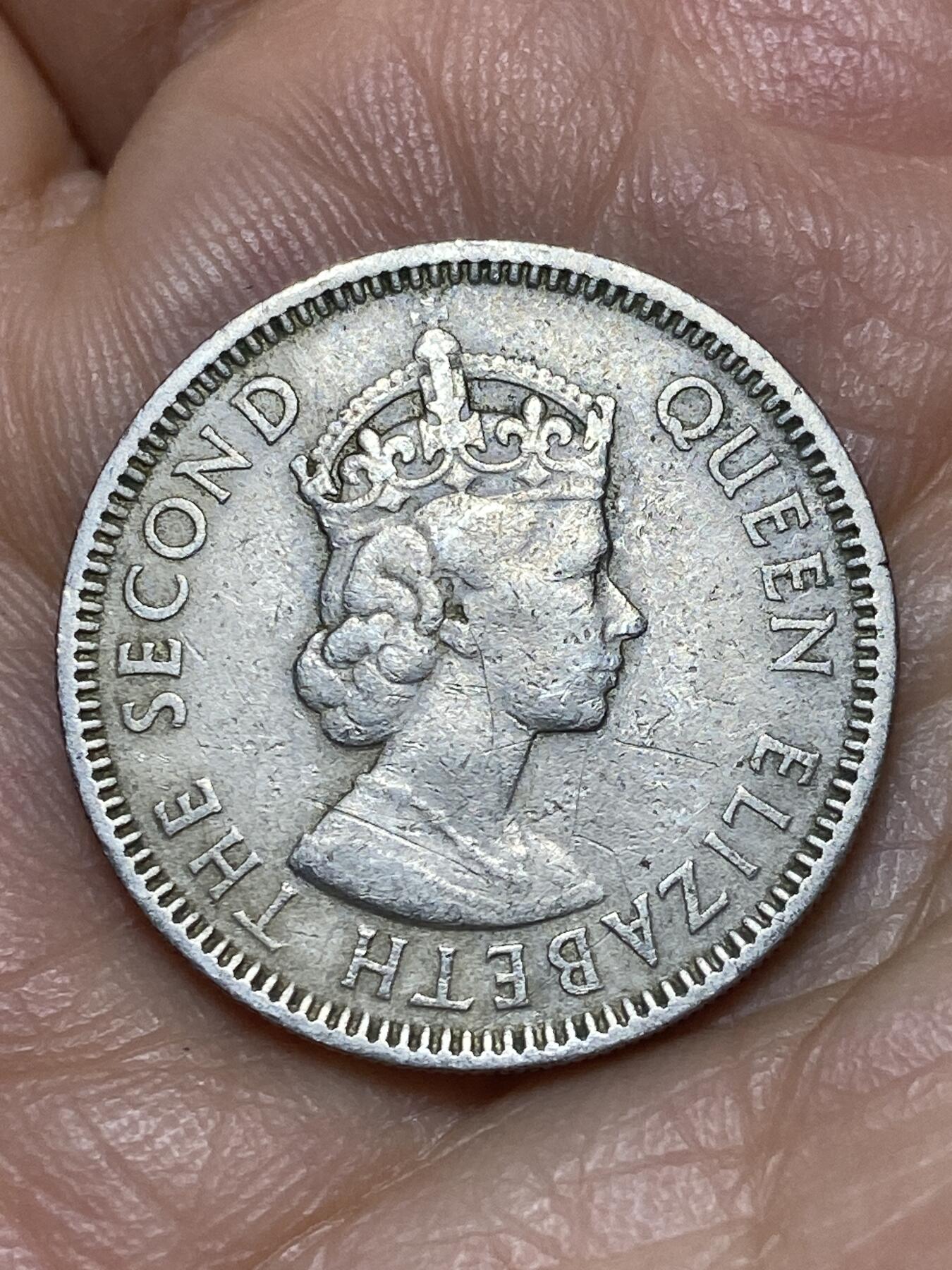 2026年第十一场(总第一百八十场）外国好品散币场(免佣金) 英属加勒比领地1957年25分(伊丽莎白二世青年带冠)