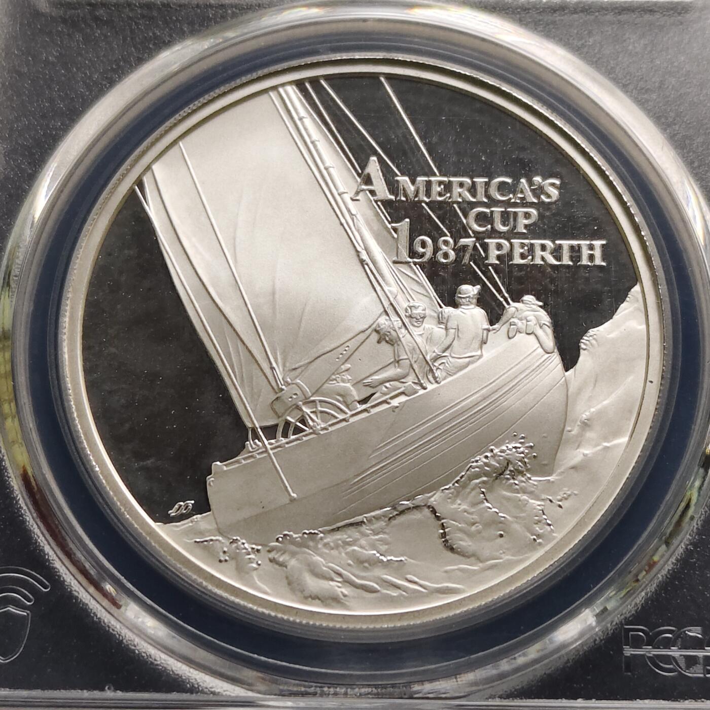 【全场包邮】纯粹捡漏拍497场-持续更新中 【收藏级·冠军分】萨摩亚1987年10塔拉美洲杯帆船赛精制纪念银币【38.61毫米31.1克99.9%】-PCG PR68 DCAM