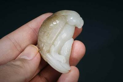 上海都达杂项专场三十四【年后发货全场包邮】  天然和田白玉精雕《鸢飞鱼跃》挂件86-6