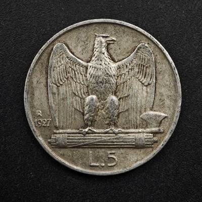 【淘币小摊】实时拍第八百五十拍   散币银币场   满百包邮可预留二周 每周一统一发货   - 意大利1927年5里拉银币