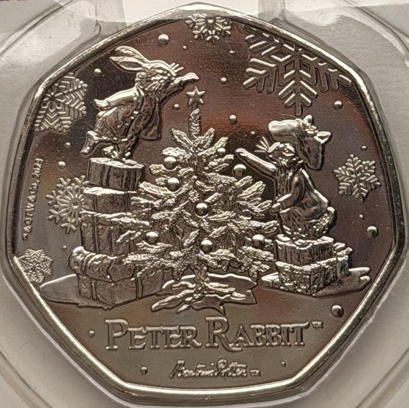 ＜星葵钱币社＞散币克朗场第68期·1月23日发货 皮特凯恩群岛2023年彼得兔的圣诞节50便士卡装纪念币