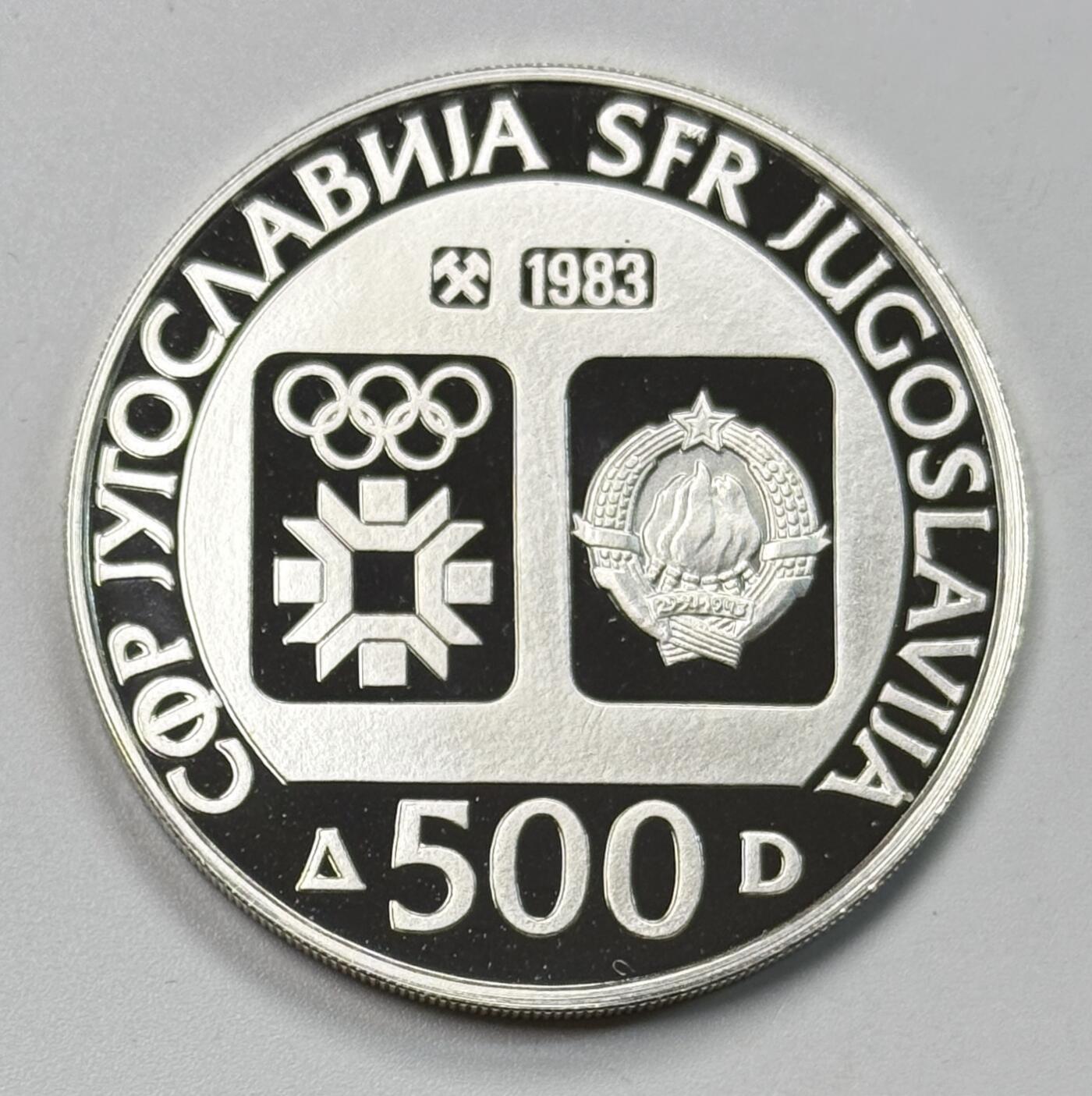 S&S Numismatic世界钱币-拍卖 第119期  南斯拉夫1982年 萨拉热窝冬季奥运会-高山滑雪 500第纳尔精制纪念银币 23克925银