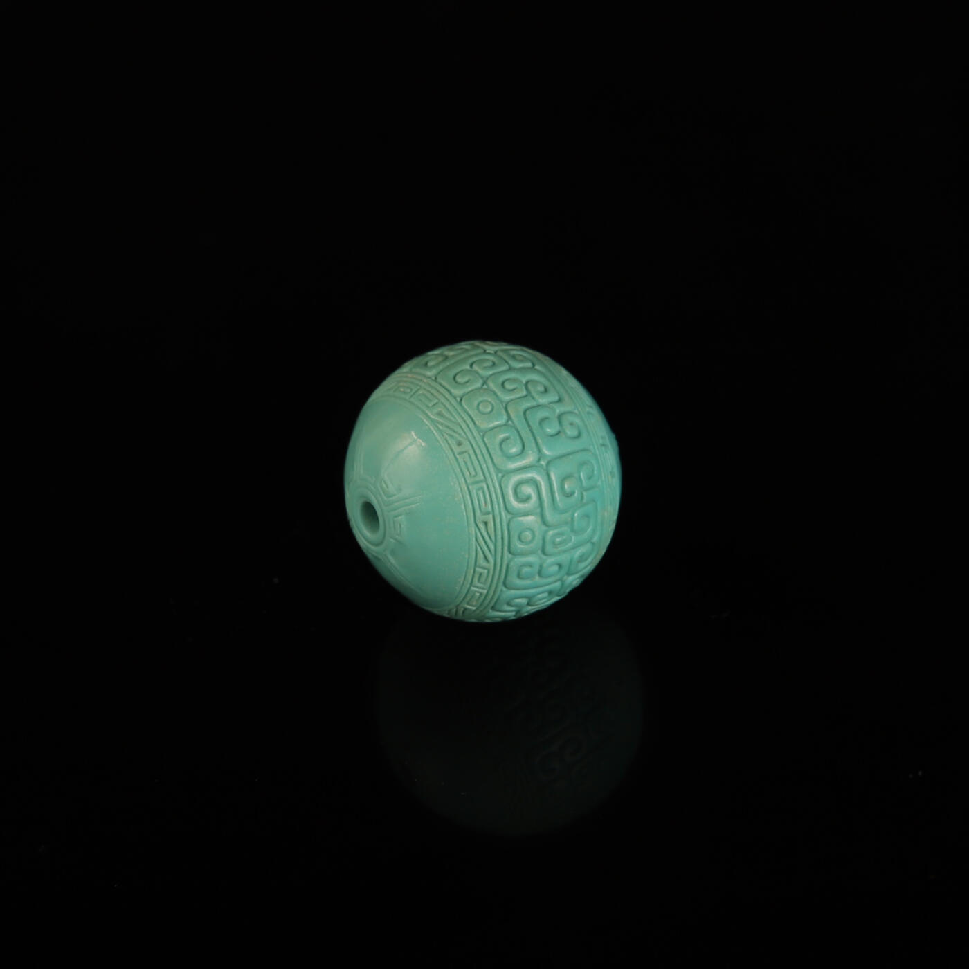 瑰丽珠宝（一） 精工雕刻绿松石回纹珠