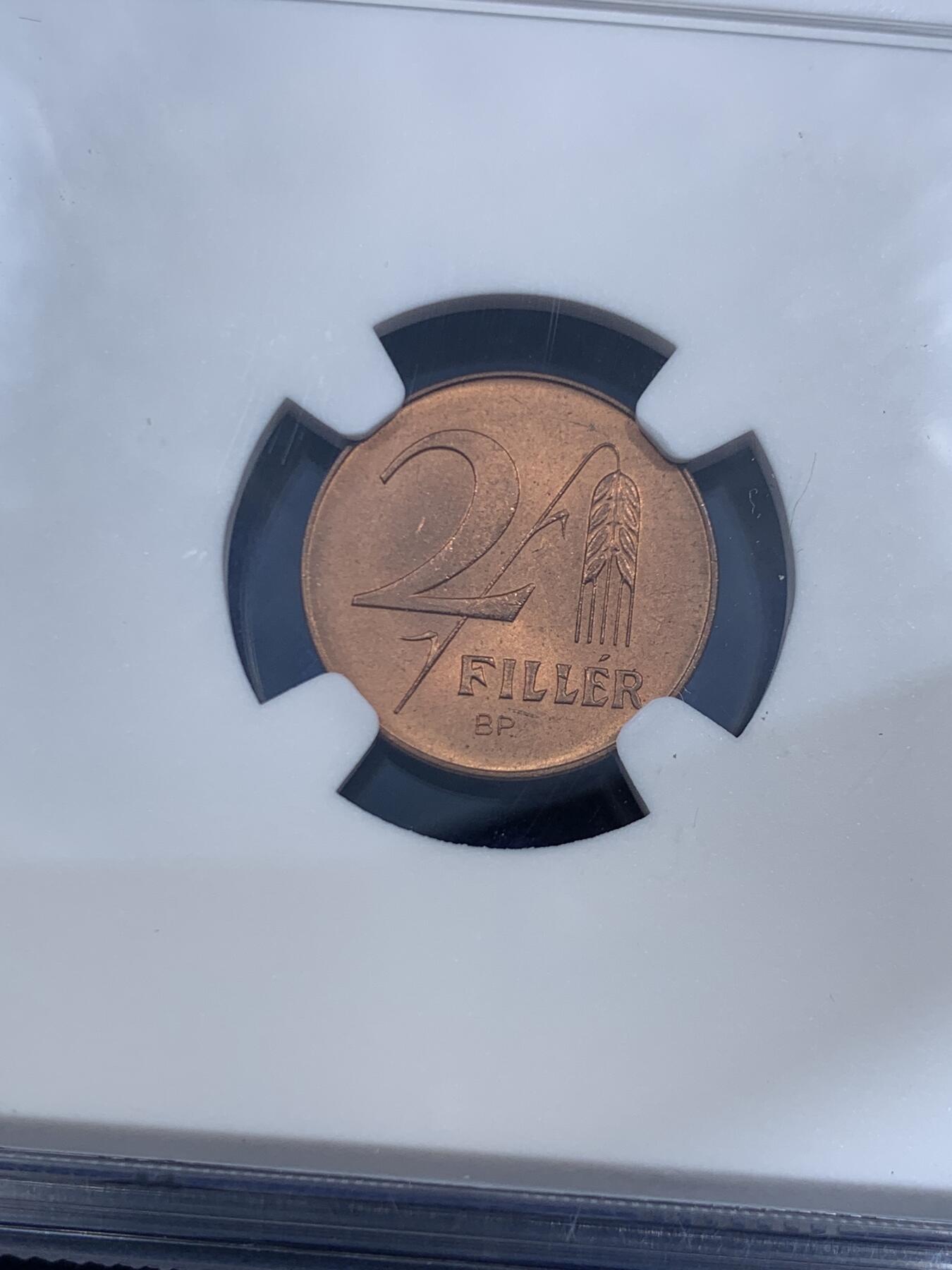 《竞宝斋》第459场 周日，周一，2场连拍 （全场包邮）欢迎送拍 NGC MS64RB 1946BP匈牙利2菲勒铜币，少见品种，唯一的冠军分！