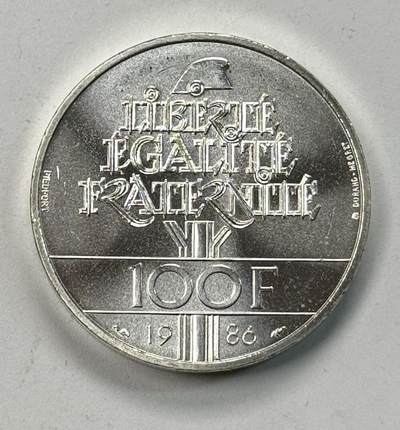 S&S Numismatic世界钱币-拍卖 第119期  - 法国1986年 自由女神 100法郎精制纪念加厚银币 30克900银