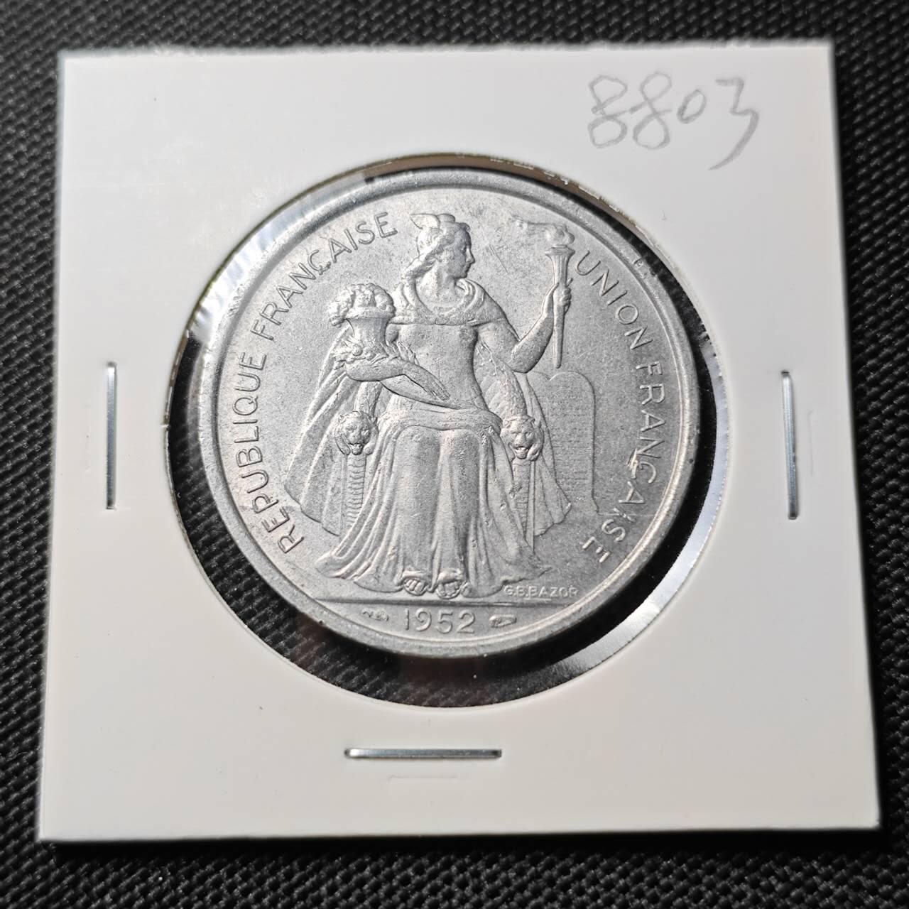 KK钱币收藏小铺  第388期  2月预留时间 周末发货  1952法属新喀里多尼亚5法郎