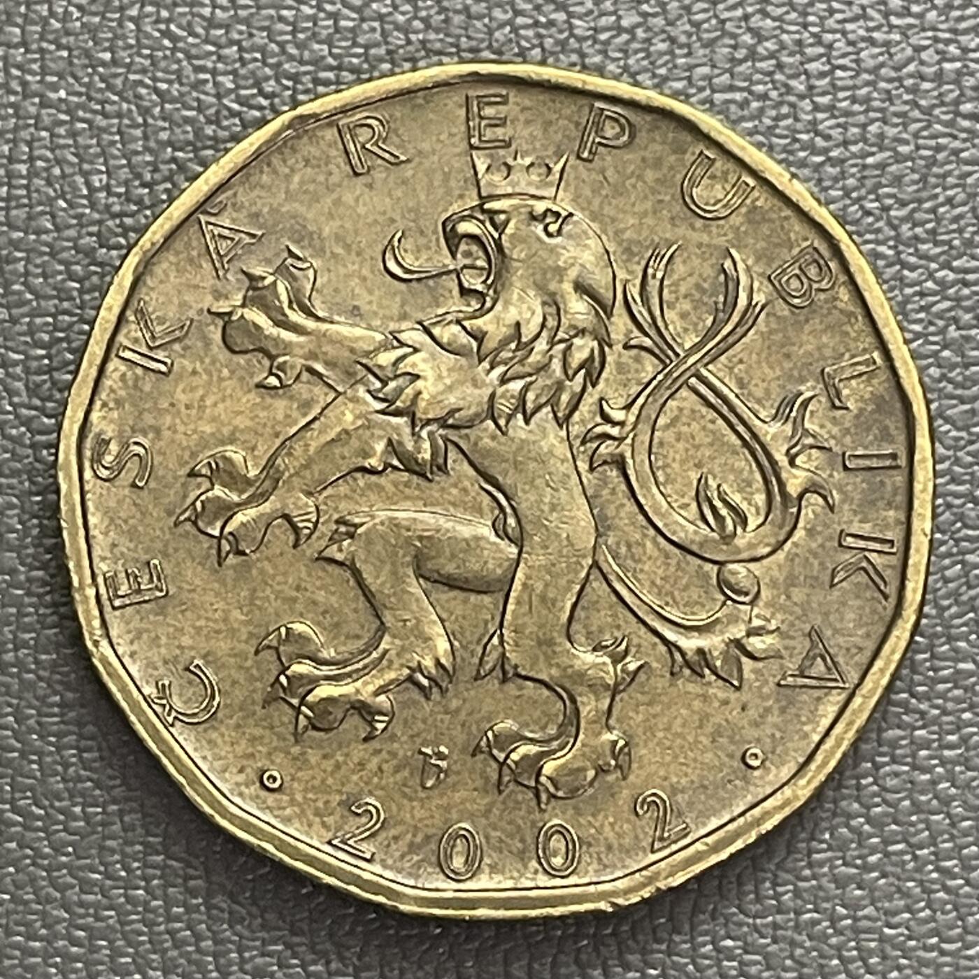 回流0120 捷克2002年20克朗黄铜币 圣瓦茨拉夫骑马像