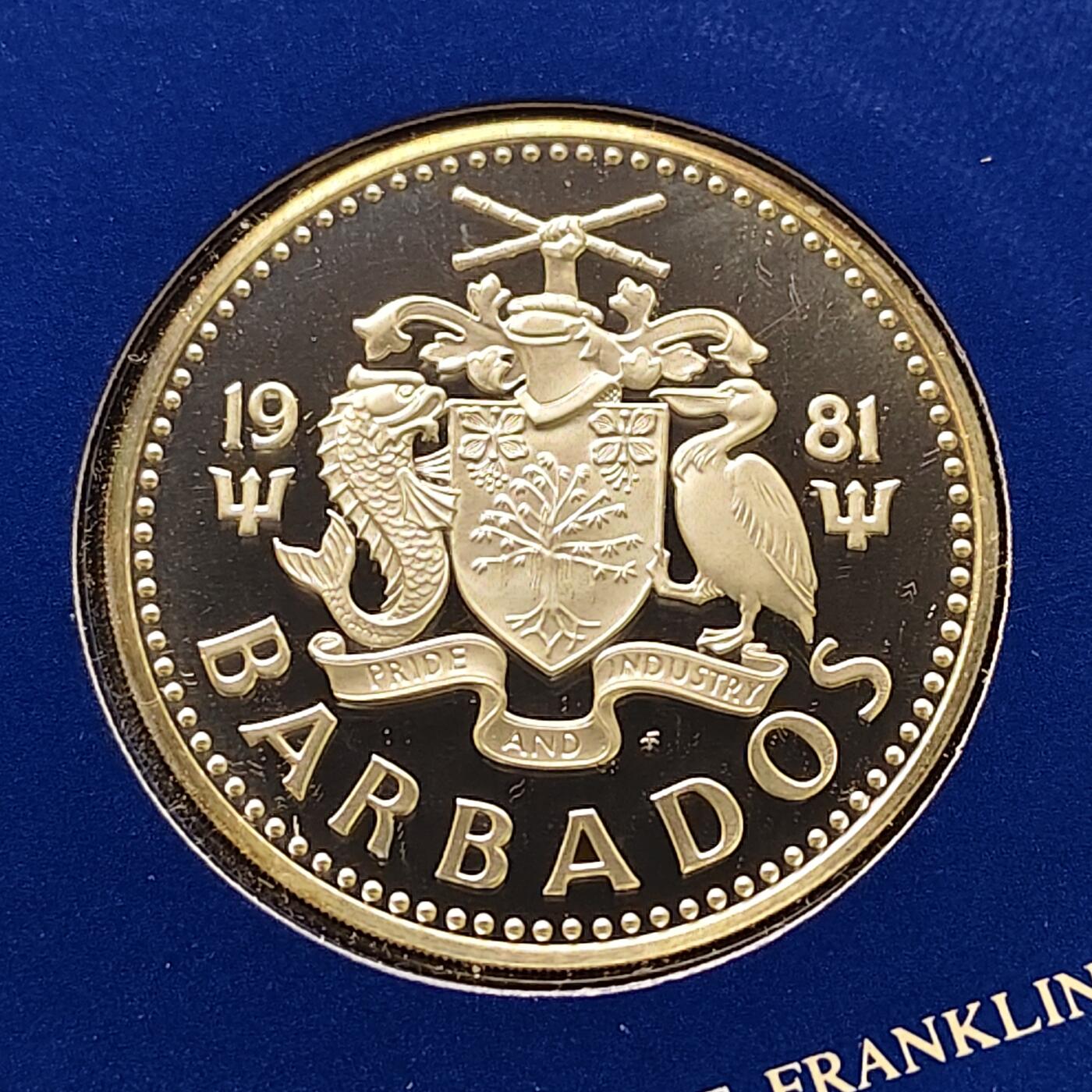 【全场包邮】纯粹捡漏拍497场-持续更新中 【稀少】巴巴多斯1981年25元加勒比艺术节精制纪念银币【38.61毫米28.28克50%】-盒证全-量1008