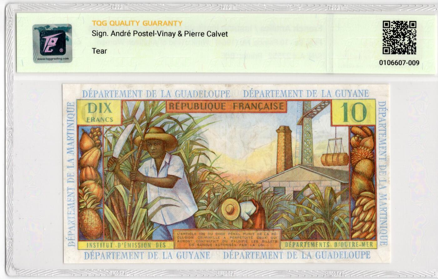 喜羊羊钱币收藏2026第13期(高性价比评级币场) 法属安地列斯	P-8a 1964年10法郎			40				A.4 27552			