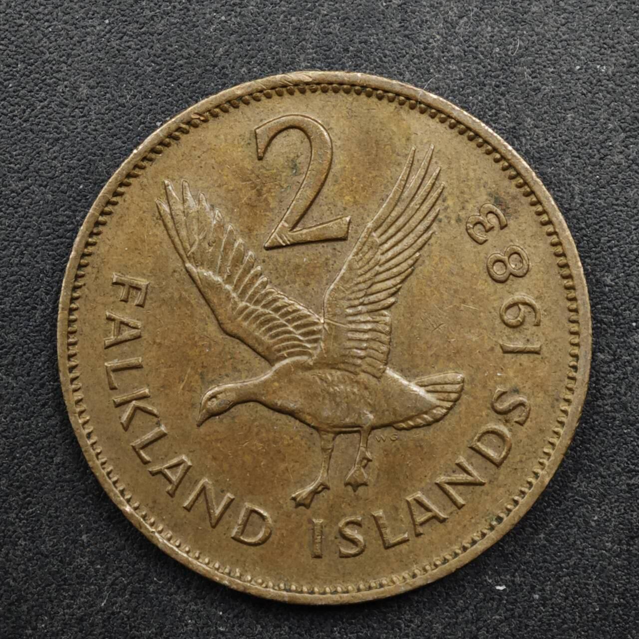 【淘币小摊】实时拍第八百五十拍   散币银币场   满百包邮可预留二周 每周一统一发货   福克兰群岛1985年2便士铜币