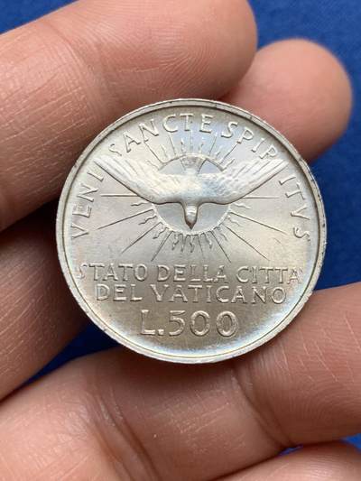 《竞宝斋》第459场 周日，周一，2场连拍 （全场包邮）欢迎送拍 - 梵蒂冈1963年500里拉银币，11克，835银，29.2mm，BU状态，转光优秀