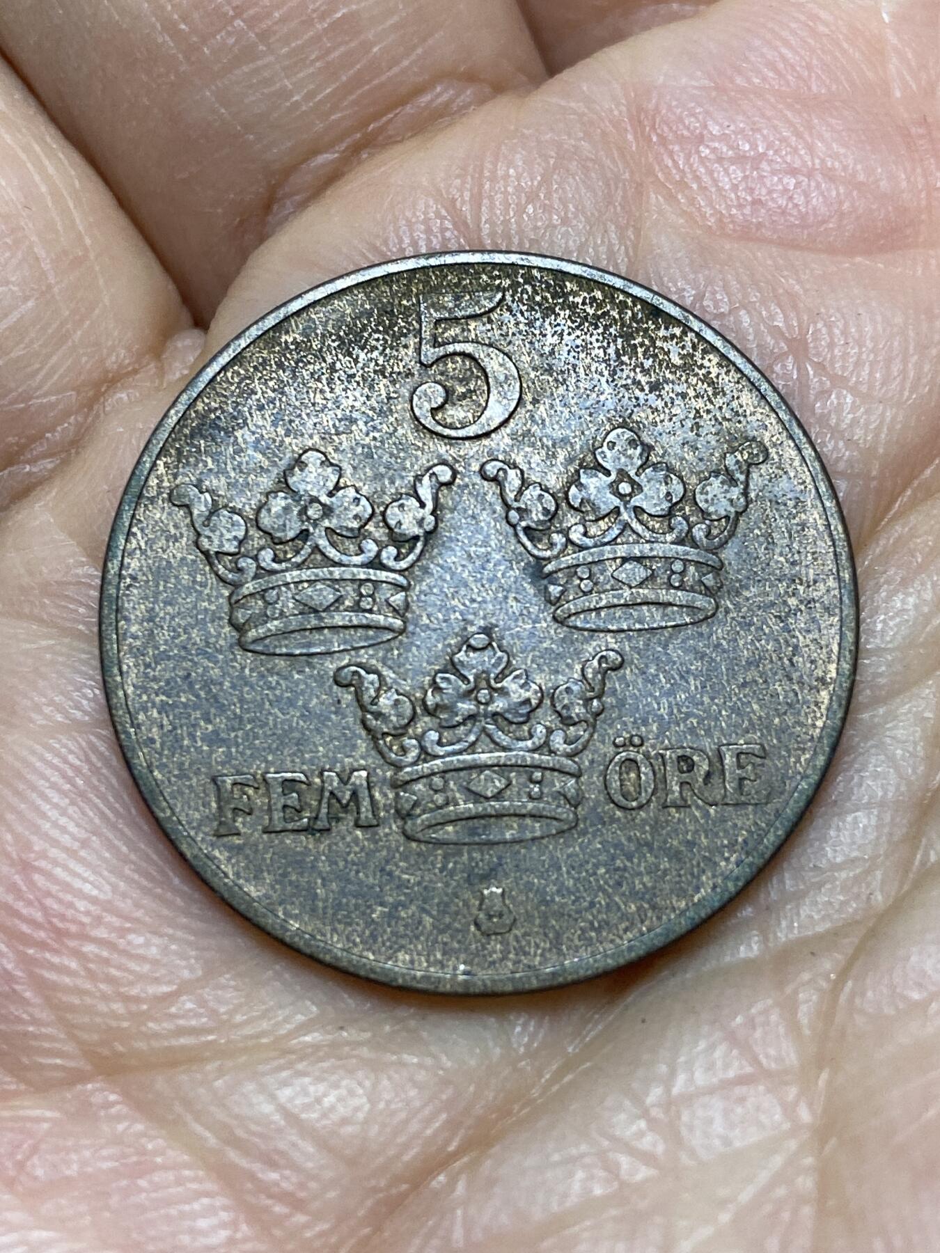 2026年第十一场(总第一百八十场）外国好品散币场(免佣金) 瑞典🇸🇪1938年5欧尔(古斯塔夫五世第二版)