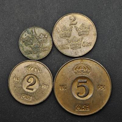 【淘币小摊】实时拍第八百五十拍   散币银币场   满百包邮可预留二周 每周一统一发货   - 瑞典铜币4枚