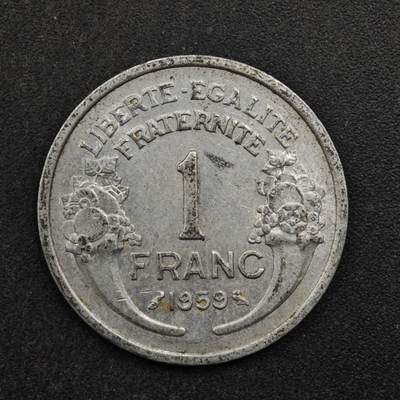 【淘币小摊】实时拍第八百五十拍   散币银币场   满百包邮可预留二周 每周一统一发货   - 法国1959年1法郎铝币