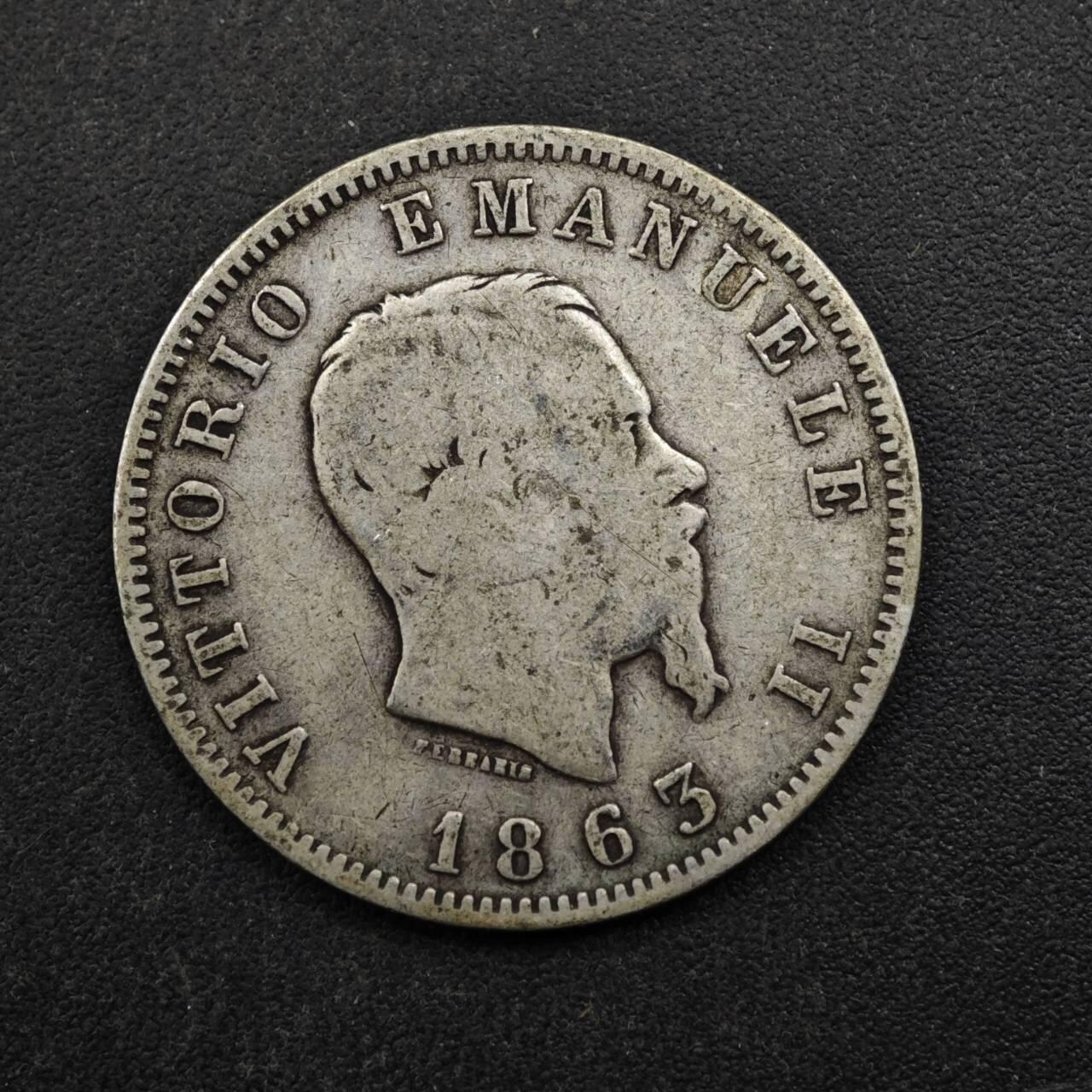 【淘币小摊】实时拍第八百五十拍   散币银币场   满百包邮可预留二周 每周一统一发货   意大利1863年1里拉银币