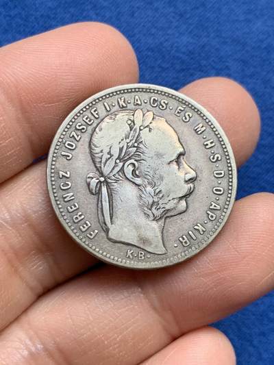 《竞宝斋》第459场 周日，周一，2场连拍 （全场包邮）欢迎送拍 - 奥匈帝国1881年弗朗茨约瑟夫一世1福林银币