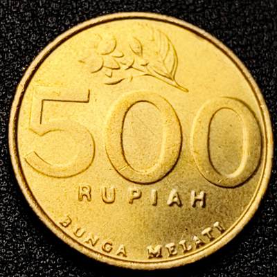 泉币菌-第172场- 精品福利场 - 原铜光 茉莉花 印度尼西亚 500卢比黄铜币 2000年 24mm5.3g