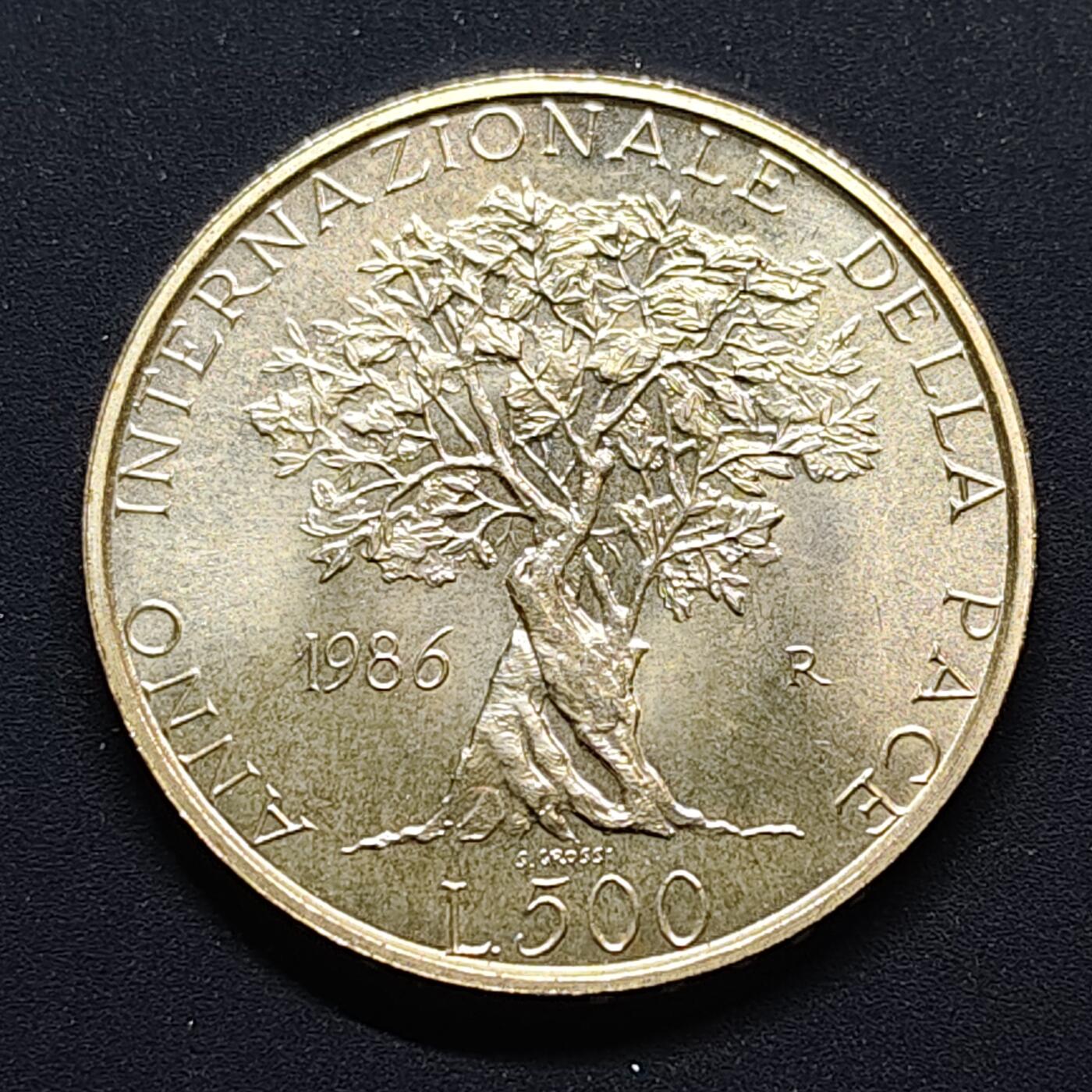 【全场包邮】纯粹捡漏拍497场-持续更新中 意大利1986年500里拉和平年纪念银币【29毫米11克83.5%】