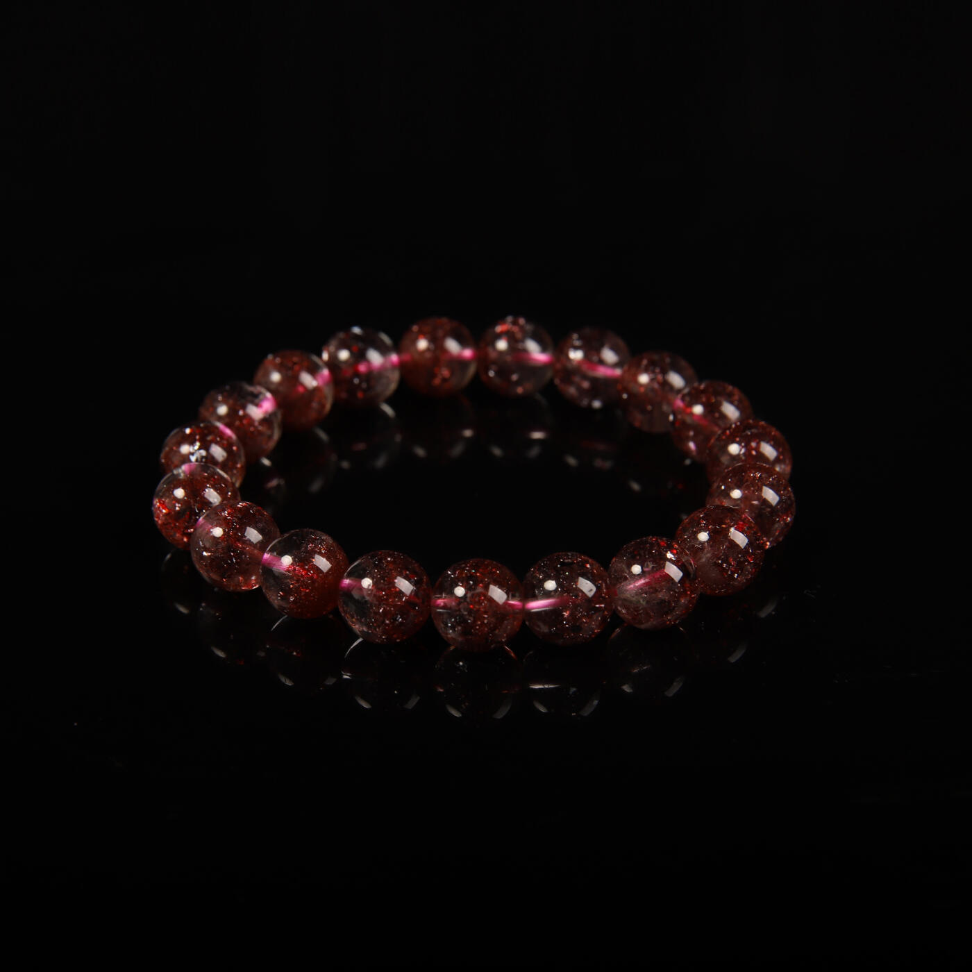 瑰丽珠宝（一） 稀有货水晶 满矿聚宝盆金草莓超七手串（大）