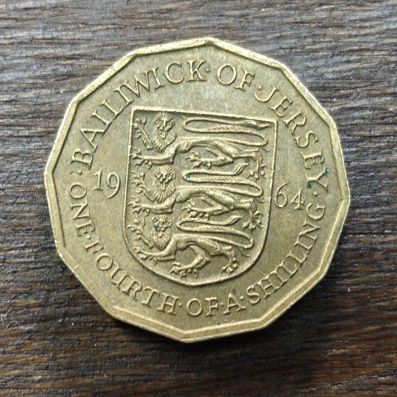 【铜匠收藏】★第138场★散币场。不寄存，30包邮。不满30元，支付5元运费。《接受代拍 代送NGC评级》 94【无寄存】英属泽西岛 1964年 1/4先令 铜币