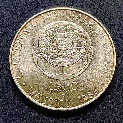【全场包邮】纯粹捡漏拍497场-持续更新中 - 意大利1986年500里拉墨西哥世界杯纪念银币【29毫米11克83.5%】