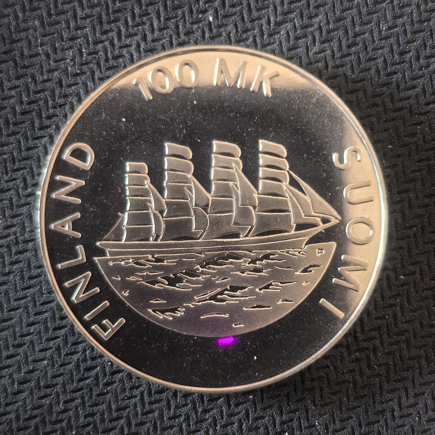 道一币馆币章第一百六十四场 芬兰1991年奥兰省自治70周年100马克银币  24g   925s