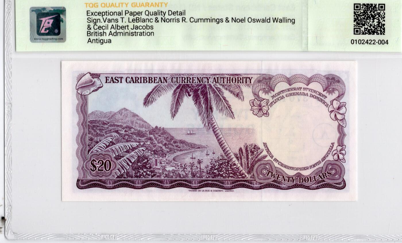 喜羊羊钱币收藏2026第14期(评级币场) 	东加勒比/安提瓜	P-15h 1965年20元			66E				A28 370470			