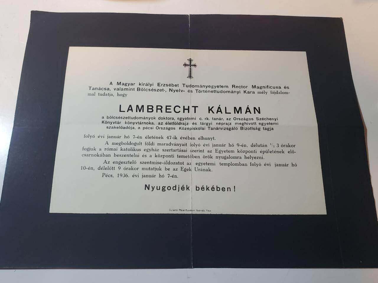 韵星假日拍卖第三十七期 -- Rimey Holidays Auction 37 匈牙利王国Pekar Mihaly教授旧藏 人文科學博士，大學講師，塞切尼國家圖書館館員，生物地理學和民族學客座大學講師，佩奇市國家中學教師資格考試委員會委員 卡尔曼讣告 讣告给pekar教授 其为著名匈牙利物理学家 最后一张图为其维基