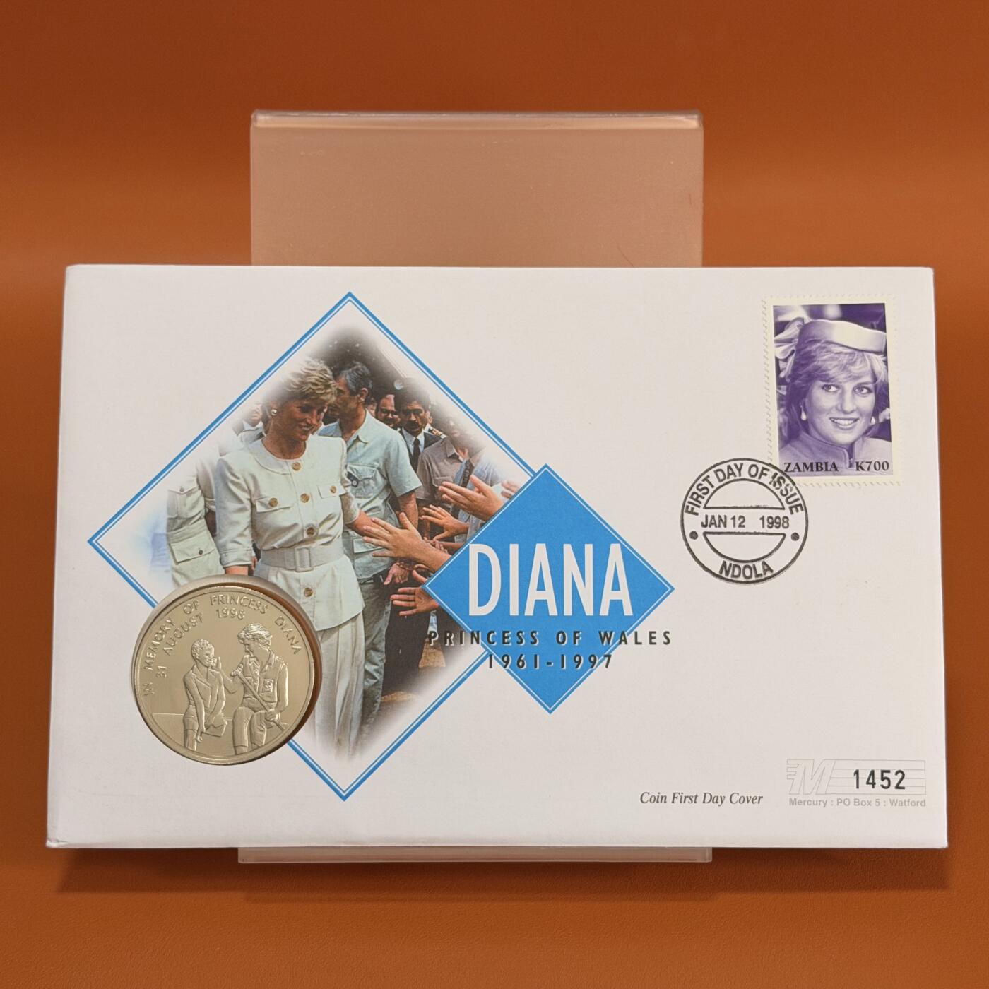 ＜星葵钱币社＞散币克朗场第68期·1月23日发货 〈邮币封〉赞比亚1998年戴安娜王妃1000克瓦查克朗型纪念币