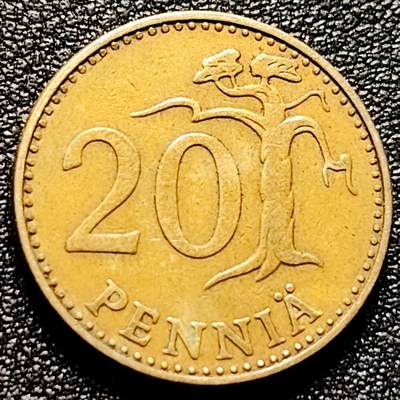 泉币菌-第172场- 精品福利场 - 芬兰1963年20盆尼 22.4mm 欧洲硬币 