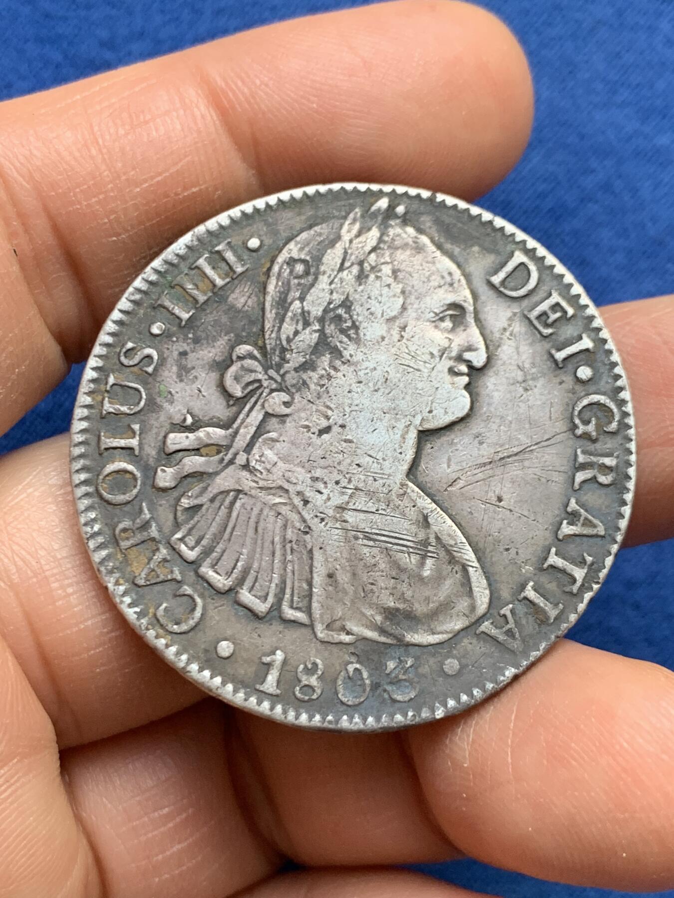 《竞宝斋》第459场 周日，周一，2场连拍 （全场包邮）欢迎送拍 墨西哥1803年卡洛斯四世8里亚尔银币