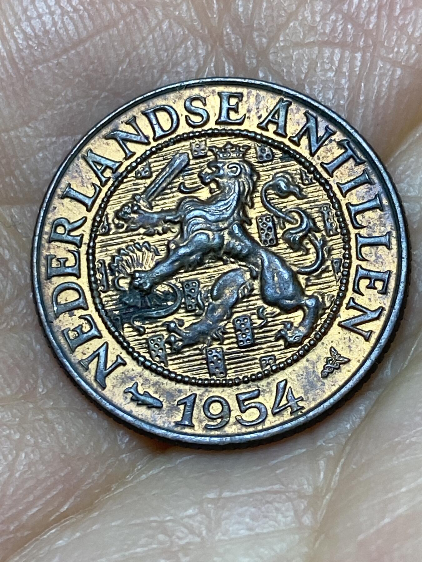 2026年第十一场(总第一百八十场）外国好品散币场(免佣金) 带光好品–荷属安的列斯1954年1分(朱丽安娜女王时期第一版，Fish–鱼标)